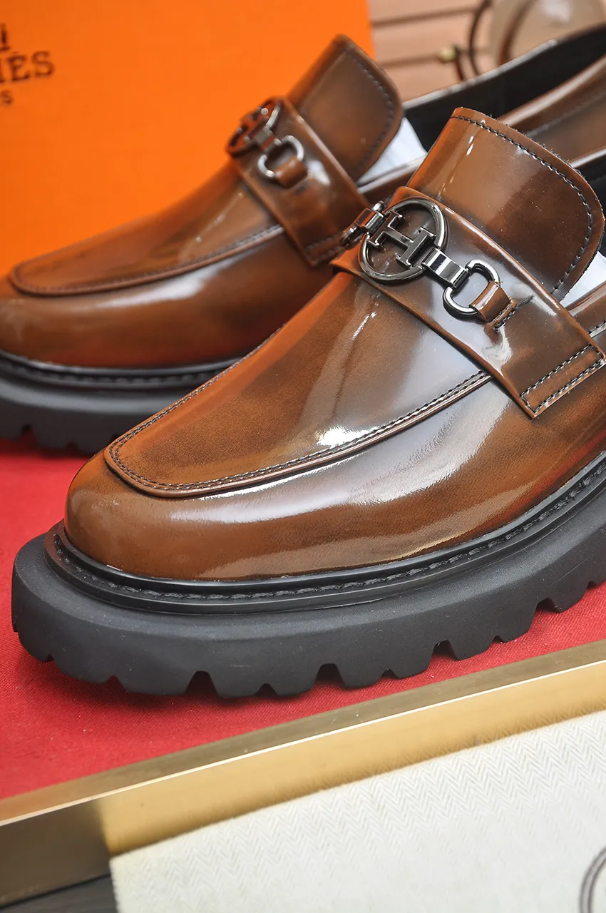 Men's men's shoes 💰720💶【[Hermes HERMES】】(High-end Niuli) New 🍀 HERMES - top version of classic casual leather shoes! Made of imported original cowhide, the inner top layer is comfortable cowhide lining! Original wear-resistant rubber foam outsole! High quality products! Code number 38-45 (45 customized)